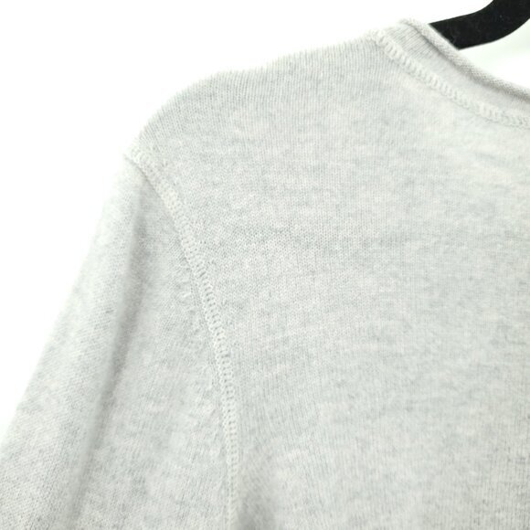 Lisa Todd 100% Cashmere Embroidered Evil Eye Rolled Hem Sweater M Gray/Blue - Picture 9 of 15